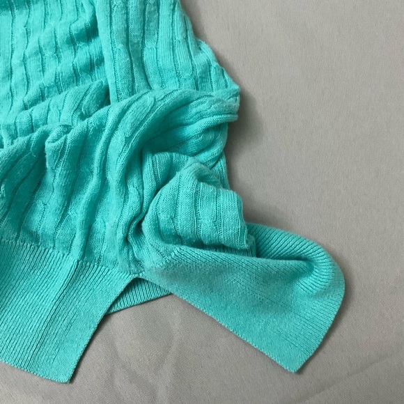 Vintage JCP Cardigan Aqua Linen Blend V-neck Long Sleeve Sweater Women’s Size 2X - Picture 9 of 10